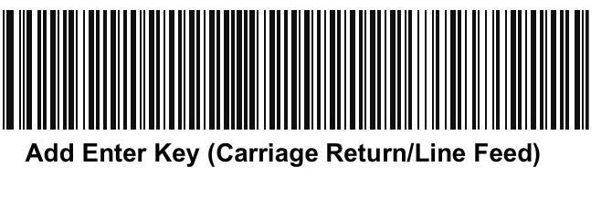 Mã vạch Add Enter Key (Carriage Return/Line Feed) của Zebra DS2278 (tài liệu chính hãng) — quét trực tiếp từ màn hình để máy tự xuống dòng sau mỗi lần quét