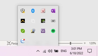 Biểu tượng chữ W của phần mềm WIME ở khay hệ thống Windows