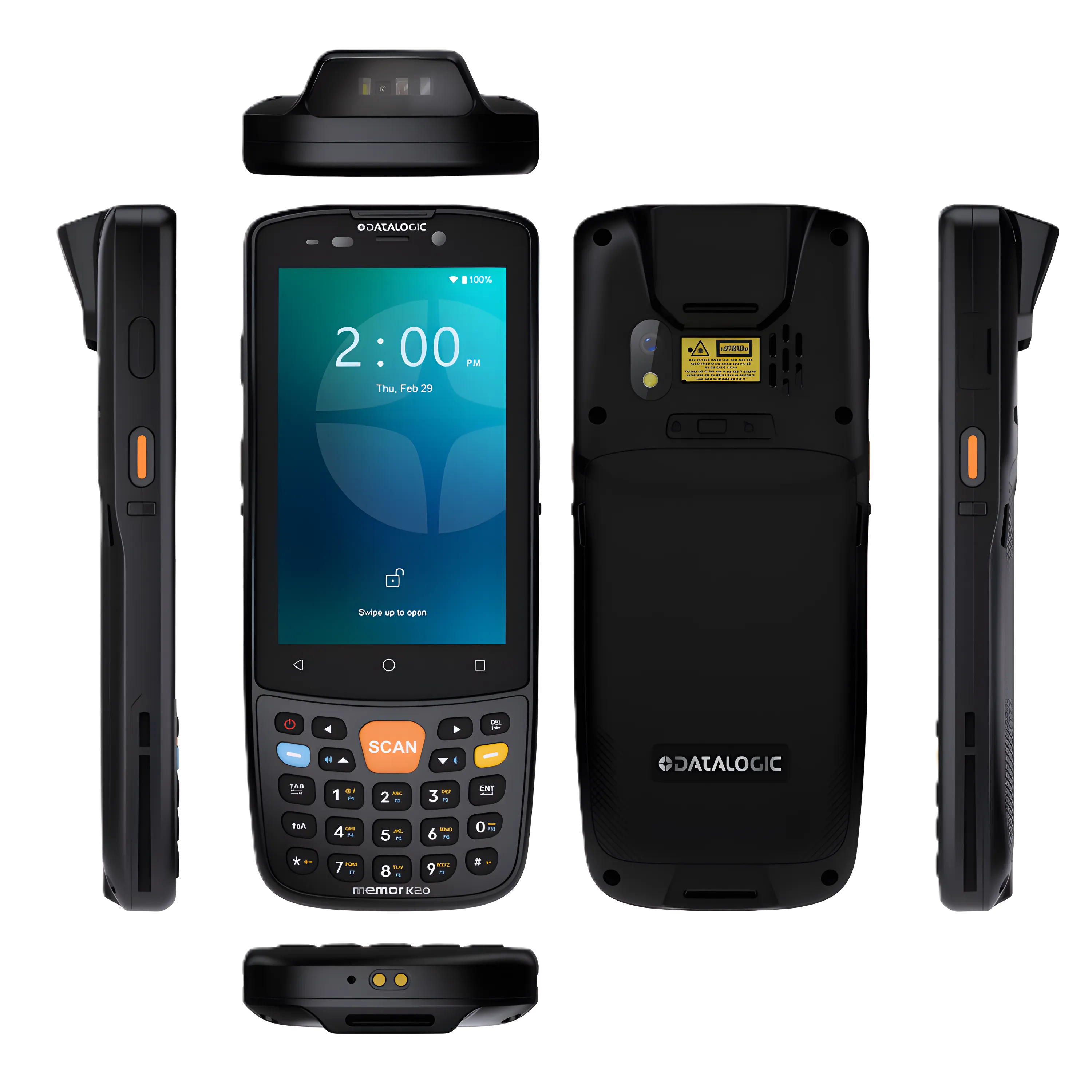 Datalogic Memor K20 — Sơ đồ tính năng: scan engine DE2102-HP, bàn phím 24 phím, pin 4850 mAh, Wi-Fi 5
