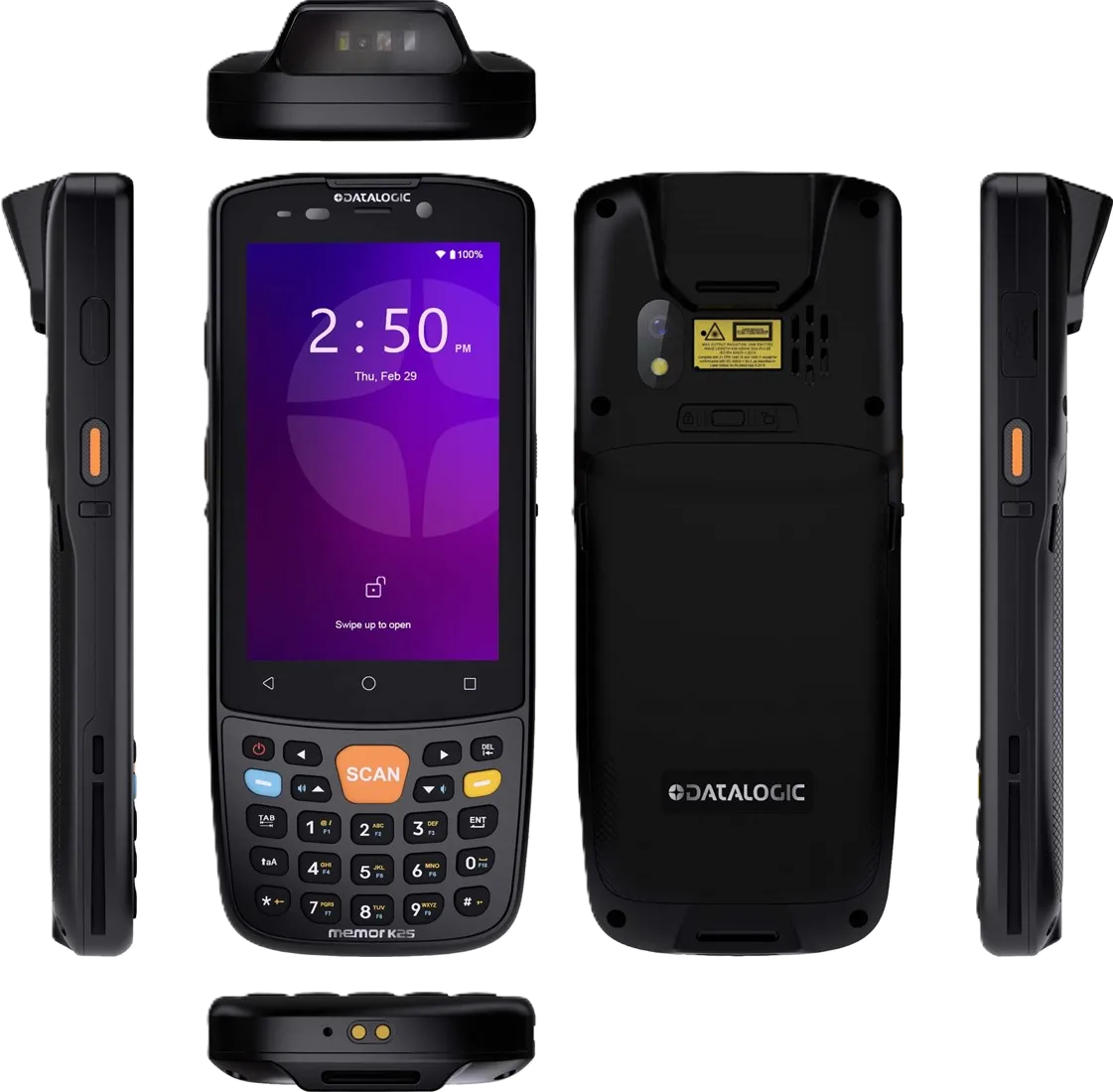 Datalogic Memor K25 — Sơ đồ tính năng: 4G LTE + Wi-Fi 5, scan engine DE2102-HP, pin 4850 mAh