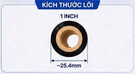 Lõi giấy ribbon Wax đường kính 1 inch khoảng 25.4 mm