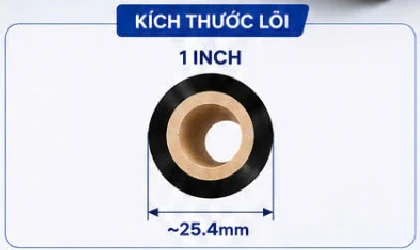 Lõi giấy ribbon Wax/Resin đường kính 1 inch khoảng 25.4 mm